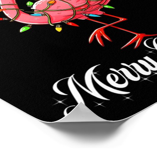 Merry Christmas Flamingo Santa Fa La La Mingo C Poster (Ecke)