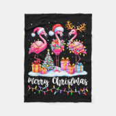 Merry Christmas Flamingo Santa Hat Xmas Pajamas Ho Fleecedecke (Vorderseite)