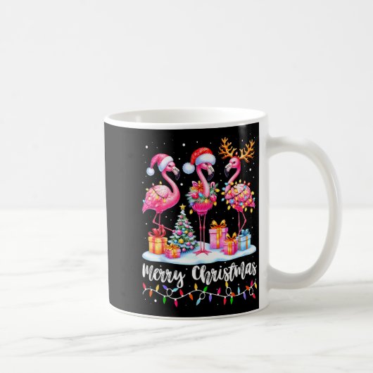 Merry Christmas Flamingo Santa Hat Xmas Pajamas Ho Kaffeetasse (Rechts)
