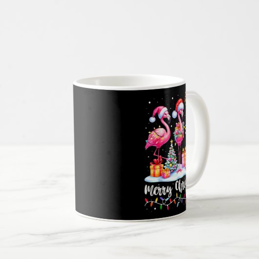 Merry Christmas Flamingo Santa Hat Xmas Pajamas Ho Kaffeetasse (VorderseiteRechts)