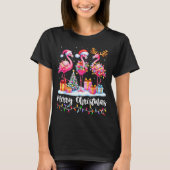 Merry Christmas Flamingo Santa Hat Xmas Pajamas Ho T-Shirt (Vorderseite)