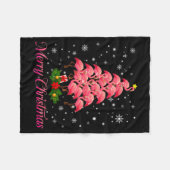 Merry Christmas Flamingo Snowflake Tree Xmas Men W Fleecedecke (Vorderseite (Horizontal))