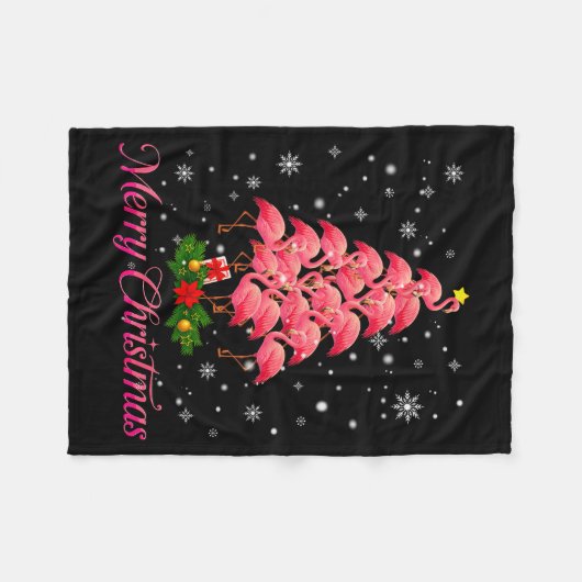 Merry Christmas Flamingo Snowflake Tree Xmas Men W Fleecedecke (Vorderseite (Horizontal))