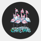 Merry Christmas Flamingo Squad Trocal Style Runder Aufkleber (Vorderseite)