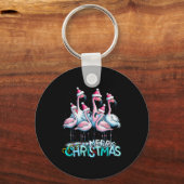 Merry Christmas Flamingo Squad Trocal Style Schlüsselanhänger (Vorderseite)