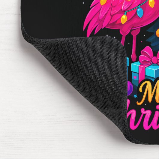 Merry Christmas Flamingo Xmas  Mousepad (Ecke)