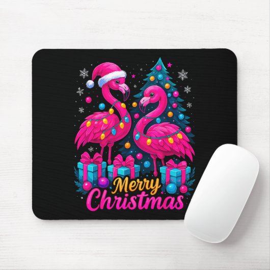 Merry Christmas Flamingo Xmas Mousepad (Mit Mouse)