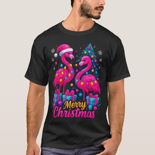 Merry Christmas Flamingo Xmas T-Shirt (Vorderseite)