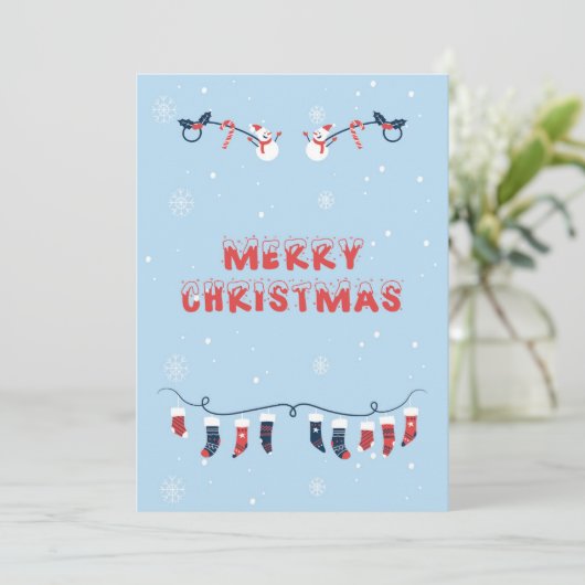 Merry Christmas Flat Greeting Card Karte (Stehend Vorderseite)