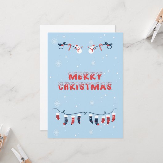 Merry Christmas Flat Greeting Card Karte (Vorderseite/Rückseite Beispiel)