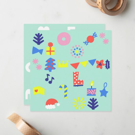 MERRY CHRISTMAS Flat Note Card Mitteilungskarte (Vorderseite/Rückseite Beispiel)