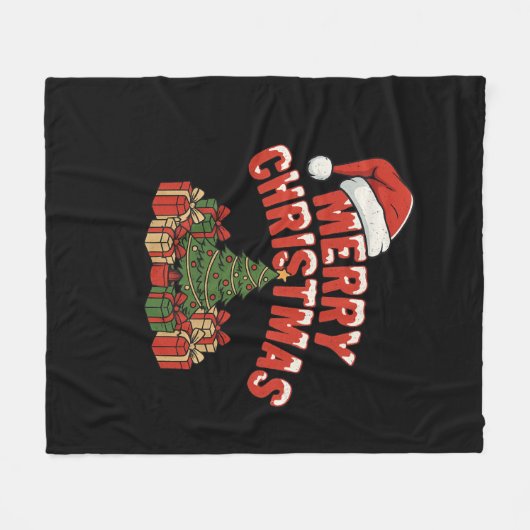Merry Christmas Fleece Blanket (Vorderseite (Horizontal))