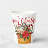 Merry Christmas floral enwicke Pappbecher (Vorderseite)