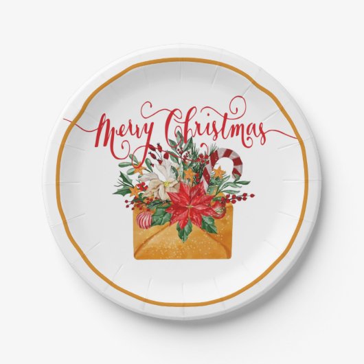 Merry Christmas floral enwicke Pappteller (Vorderseite)