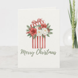 Merry Christmas Floral Gift Box Card Feiertagskarte