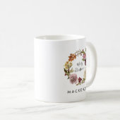 Merry Christmas Floral Watercolor Wreath Name Kaffeetasse (VorderseiteRechts)