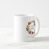 Merry Christmas Floral Wreath Family Name Kaffeetasse (VorderseiteRechts)