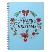 Merry Christmas Floral Wreath Notebook Notizblock (Vorderseite)
