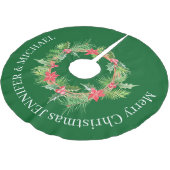 Merry Christmas FLOWER WREath print Polyester Weihnachtsbaumdecke (Schrägansicht)