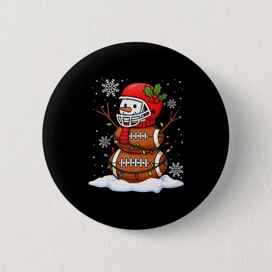 Merry Christmas Football Snowman Holiday Srts Xmas Button (Vorderseite)