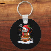 Merry Christmas Football Snowman Holiday Srts Xmas Schlüsselanhänger (Vorderseite)