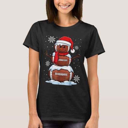 Merry Christmas Football Snowman Holiday Srts Xmas T-Shirt (Vorderseite)