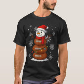Merry Christmas Football Snowman Holiday Srts Xmas T-Shirt (Vorderseite)