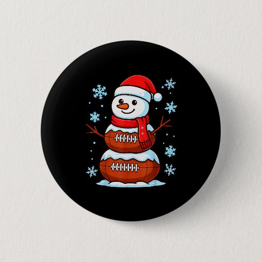 Merry Christmas Football Snowman Pajamas Funny Srt Button (Vorderseite)