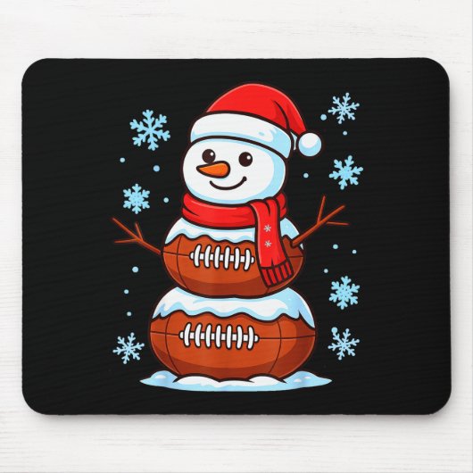 Merry Christmas Football Snowman Pajamas Funny Srt Mousepad (Vorne)