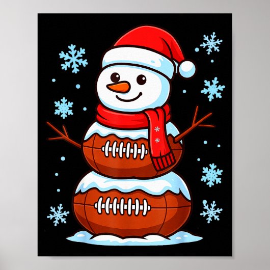 Merry Christmas Football Snowman Pajamas Funny Srt Poster (Vorne)