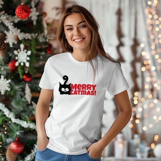 Merry Christmas for Feline Moms  funny red T-Shirt