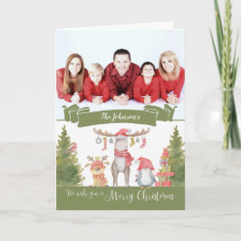 Merry Christmas Forest Custom Foto/Namen Feiertagskarte