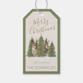 Merry Christmas Forest Deer Gift Tag – Personalize Geschenkanhänger