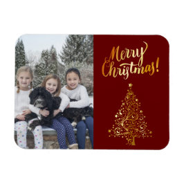 Merry Christmas Foto Gold Tree Magnet