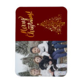 Merry Christmas Foto Gold Tree Magnet (Vertikal)