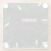 Merry Christmas Foto von Black Red Gold Greenery Glasuntersetzer (Rückseite)