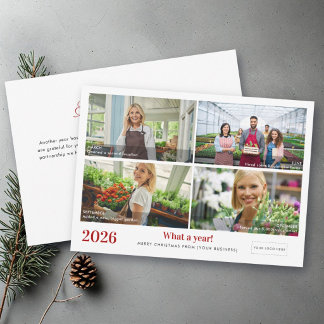 Merry Christmas Four Photo Year in Review Logo Feiertagskarte
