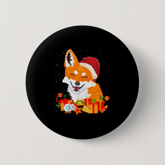 Merry Christmas Fox Foxes Ugly X-mas Sweater Santa Button (Vorderseite)
