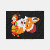 Merry Christmas Fox Foxes Ugly X-mas Sweater Santa Fleecedecke (Vorderseite (Horizontal))