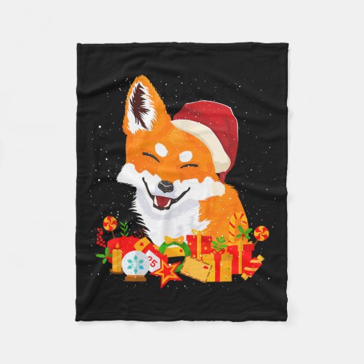 Merry Christmas Fox Foxes Ugly X-mas Sweater Santa Fleecedecke (Vorderseite)