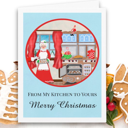 Merry Christmas Frau Claus Kitchen Karte