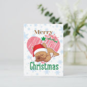Merry Christmas | French bulldog Postkarte (Stehend Vorderseite)
