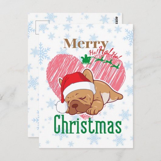 Merry Christmas | French bulldog   Postkarte (Vorne/Hinten)