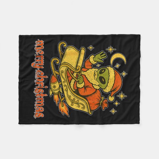 Merry Christmas From Alien Santa And His Cosmic Sl Fleecedecke (Vorderseite (Horizontal))