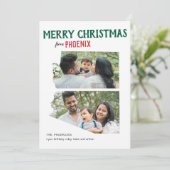 Merry Christmas from Arizona Two Photo Feiertagskarte (Stehend Vorderseite)