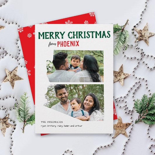 Merry Christmas from Arizona Two Photo Feiertagskarte