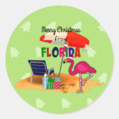 Merry Christmas from Florida Runder Aufkleber (Vorderseite)