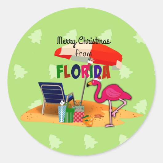 Merry Christmas from Florida Runder Aufkleber (Vorderseite)