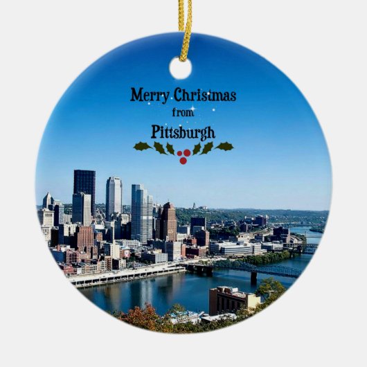 Merry Christmas from Pittsburgh, Pennsylvania Keramik Ornament (Vorne)