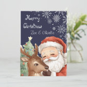 Merry Christmas from Santa & Flat Christmas Card Karte (Stehend Vorderseite)
